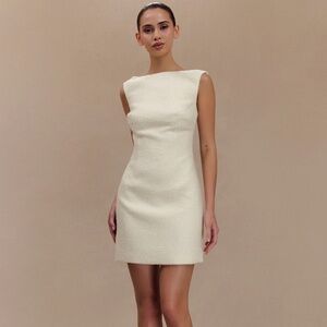 Meshki - Angela Textured Boucle Mini Dress - Ivory